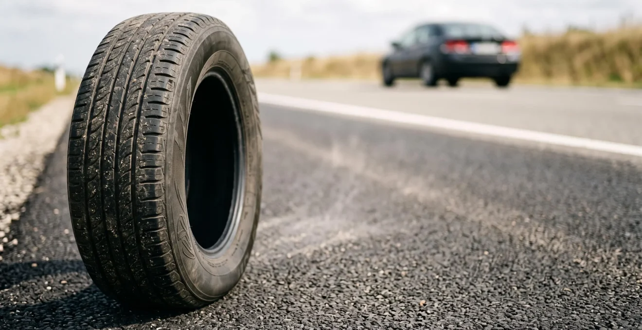Gros plan artistique sur un pneu de voiture légèrement écrasé illustrant l'impact du sous-gonflage sur la consommation et l'usure